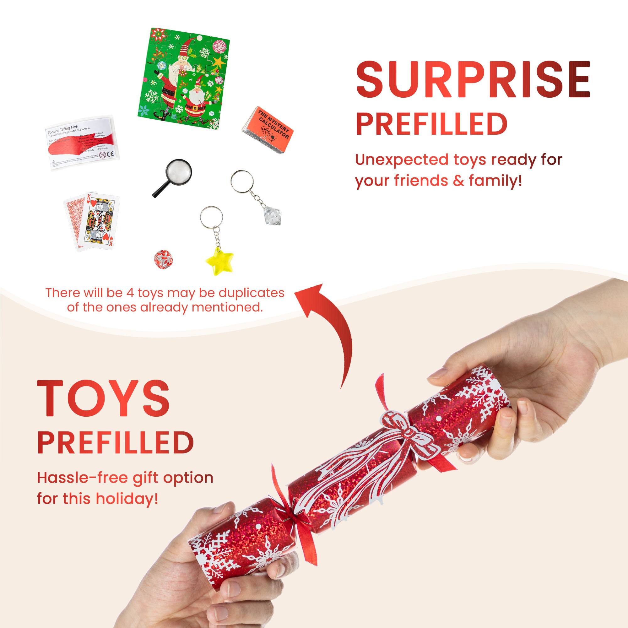 Glitzhome® 12PK 1.25"D x 10"H Christmas Snowflake with Bow Party Cracker with Gift Contents